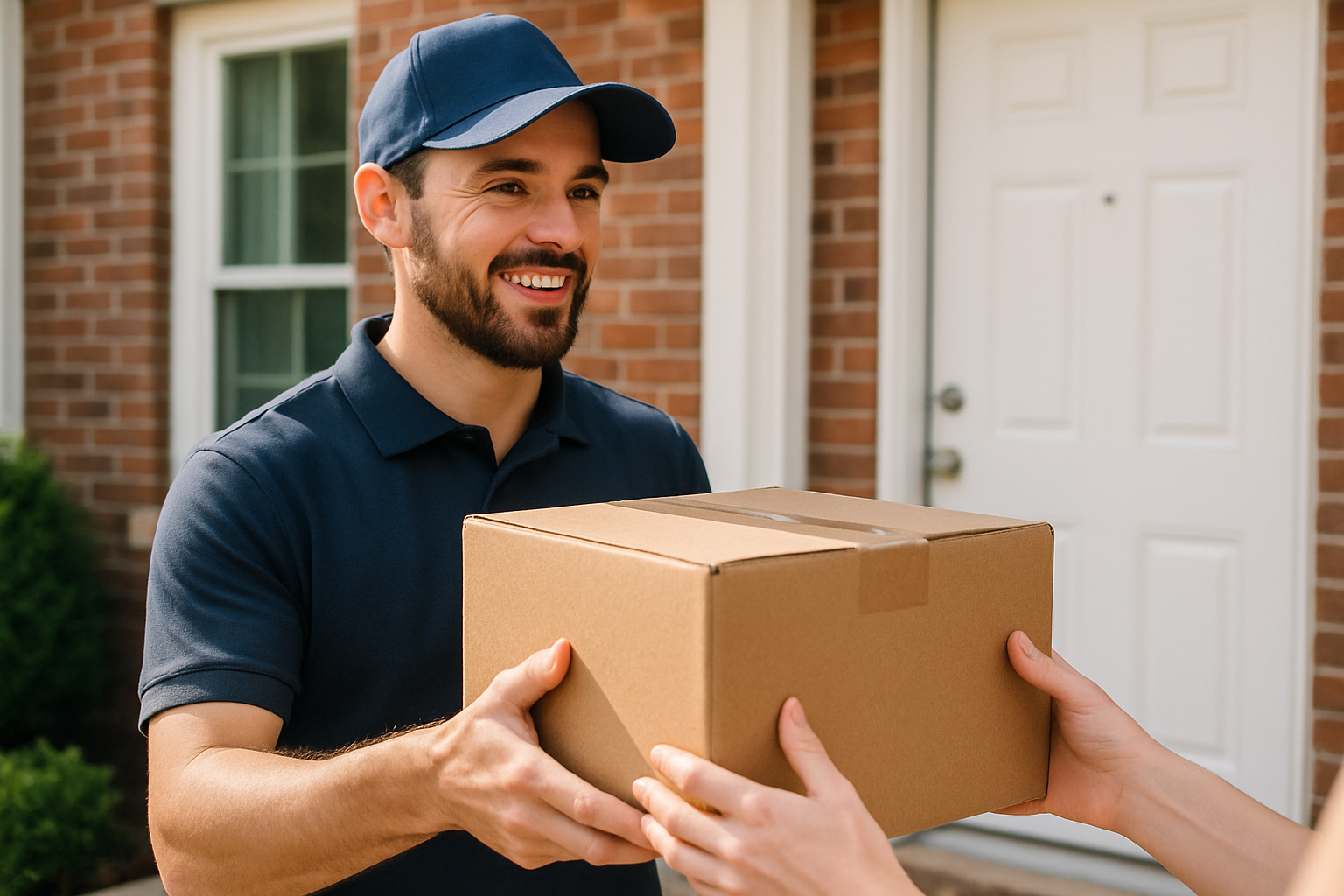 Paquete siendo entregado a domicilio